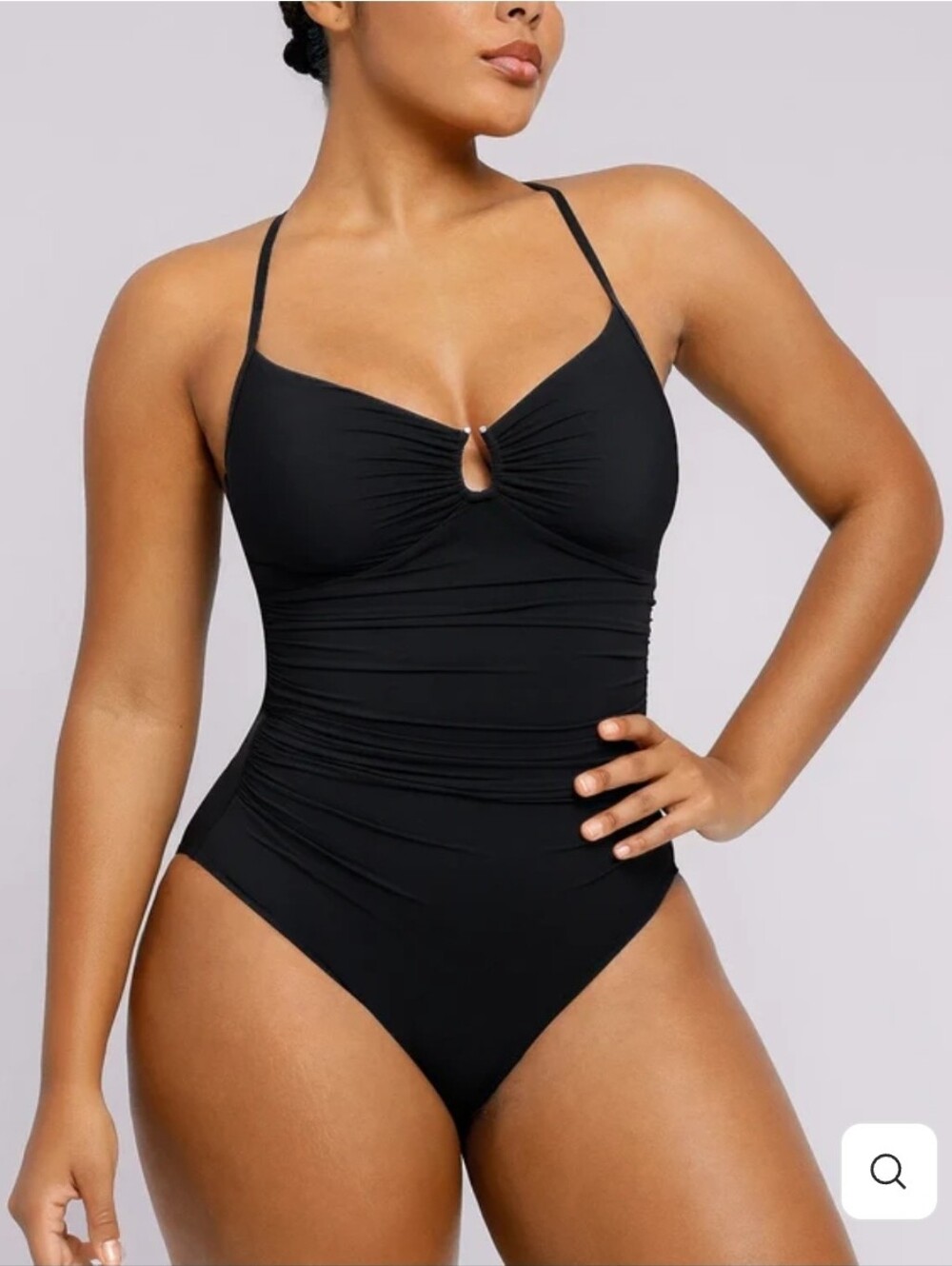 Shapellx One-Piece Black Ruched Keyhole One-Piece Swimsuit Sz S